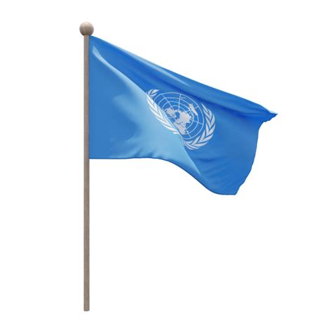 United Nations 3d Illustration Flag On Pole Wood Flagpole 11307354 PNG