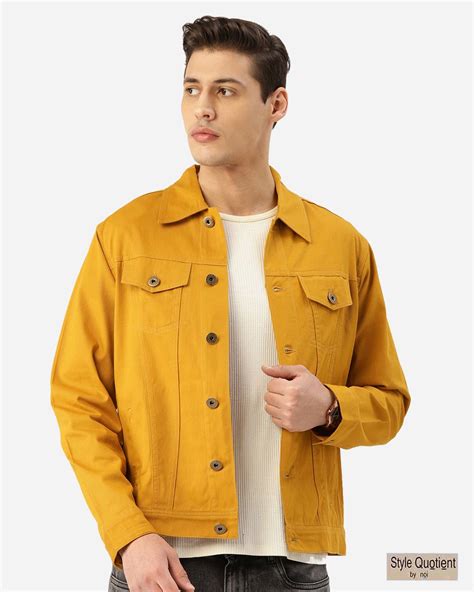 Buy Mens Mustard Yellow Solid Denim Jacket Online At Bewakoof