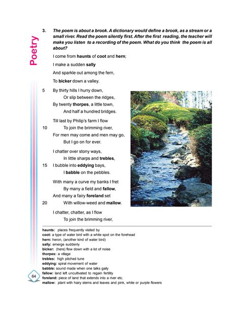 SOLUTION Ncert Class 9 English Poetry Textbook Unit 6 The Brook