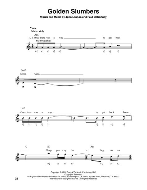 Golden Slumbers Sheet Music The Beatles Harmonica