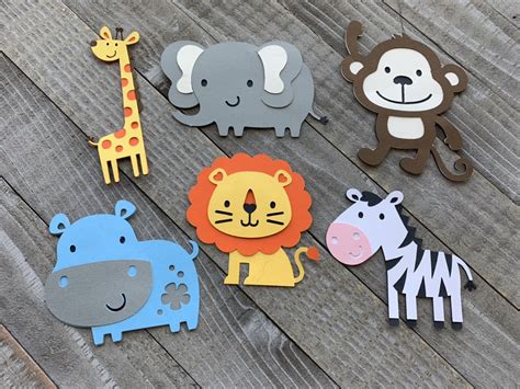 6 Safari Animal Cutouts Jungle Party Safari Birthday Etsy Canada