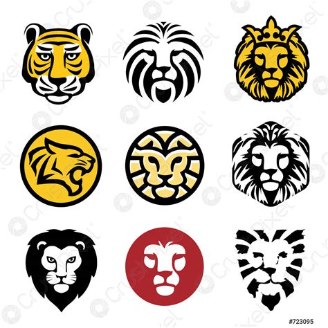 Lion Head Logo Set Vector Stock Vector Crushpixel