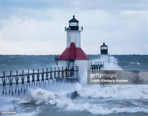 Waves Hitting Lighthouse Photos And Premium High Res Pictures Getty