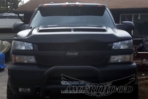 Amerihood® Chevy Silverado 1500 2006 E Style Functional Ram Air Fiberglass Hood