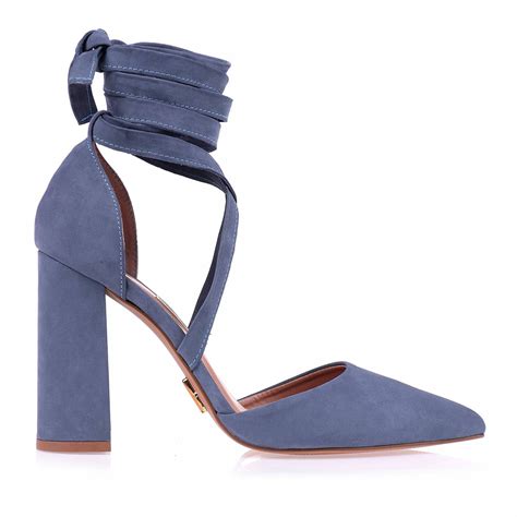 Scarpin Salto Alto Nobuk Denim UZA Shoes Sapatos Femininos