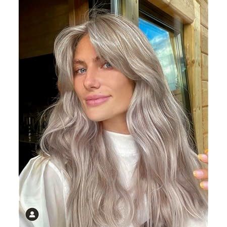 Amazon Lanova Bang Wig Synthetic Ash Blonde Wig With Bangs Ombre