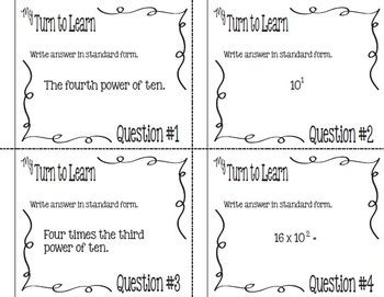 My Turn To Learn Task Cards Powers Of Ten And Exponents With QR Codes