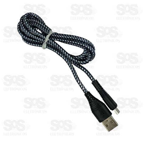 Cabo De Dados Nylon 3 4A Micro USB V8 1 Metro Inova CBO 6106