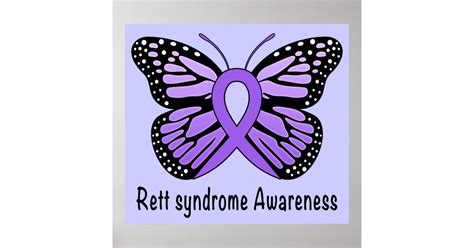 Rett Syndrome Butterfly Awareness Ribbon Of Hope Poster Zazzle