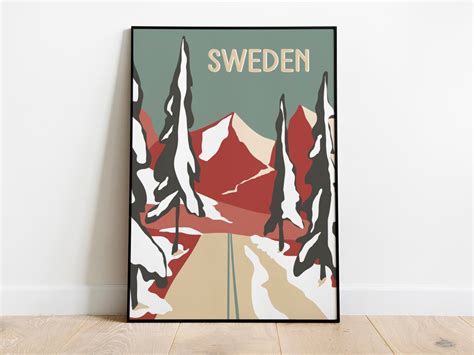 SWEDEN SCANDINAVIA PRINT Travel Poster Wall Art Swedish Etsy