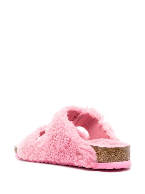 Birkenstock Arizona Shearling Big Buckle Sandals In Pink Modesens