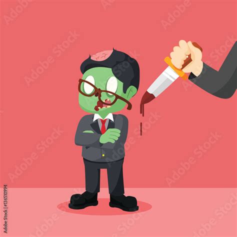 Zombie Businessman With Hand With Knife Stock Image And Royalty Free