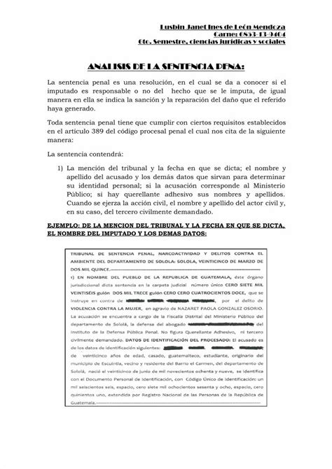 Pdf Analisis Sentencia Penal Dokumen Tips