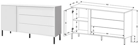 komoda 145 z szufladami na nóżkach Mia 03 duża szafka biała szeroka