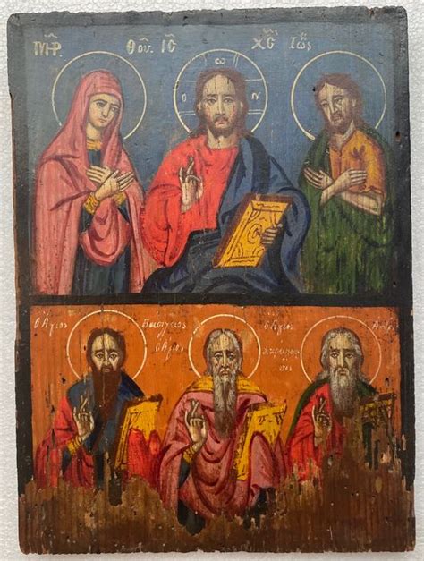 Icon, Deesis - Wood - 19th century - Catawiki