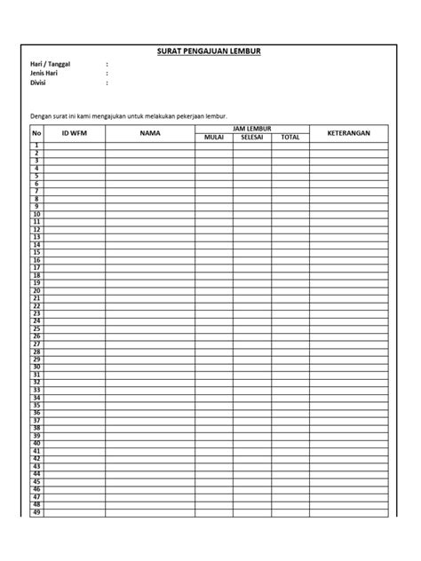Form Lembur Pdf