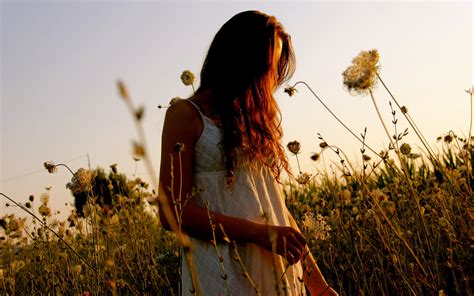 Wallpaper Sunlight Women Outdoors Model Sunset Long Hair Field