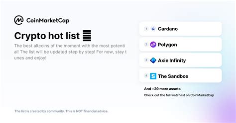 Siga as Escolhas de Cripto do Portfólio Crypto hot list CoinMarketCap