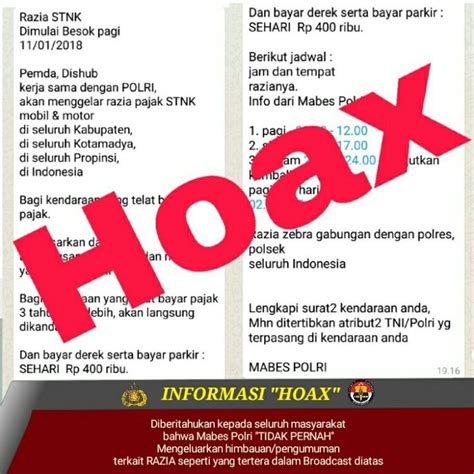 Pesan Berantai Operasi Zebra Serentak Seluruh Indonesia Hoax