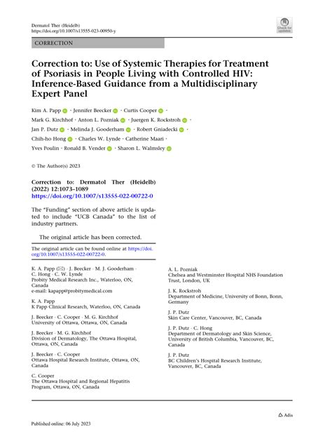 Pdf Correction To Use Of Systemic Therapies For Treatment Of