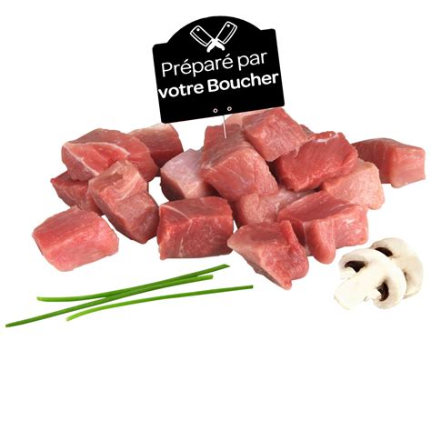 Viande de Porc Sauté de porc sans os à mijoter barquette 800G à Prix