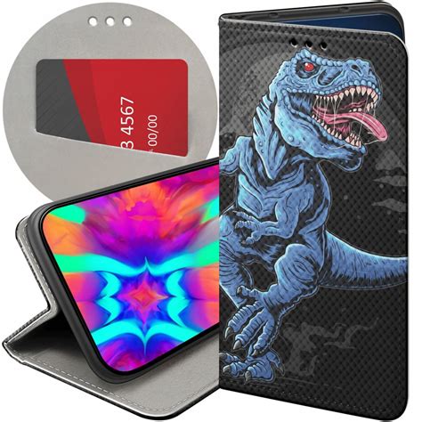 Etui Z Klapką Do Samsung Galaxy S22 Wzory Dinozaury Reptilia