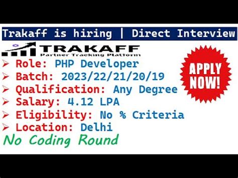 Trakaff Is Hiring Batch Direct Interview No Coding