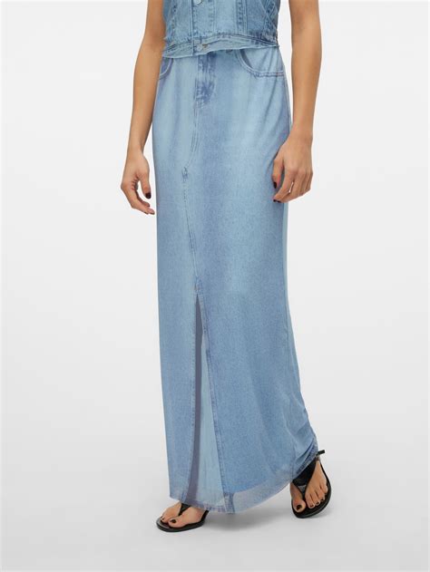 Somethingnew X Sandra Lambeck Long Skirt Light Blue Vero Moda®