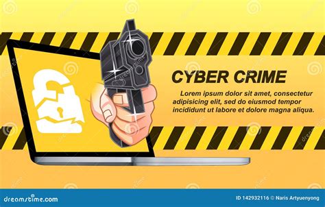 Cyber Crime In Cartoon Style Stock Vector Illustration Of Danger