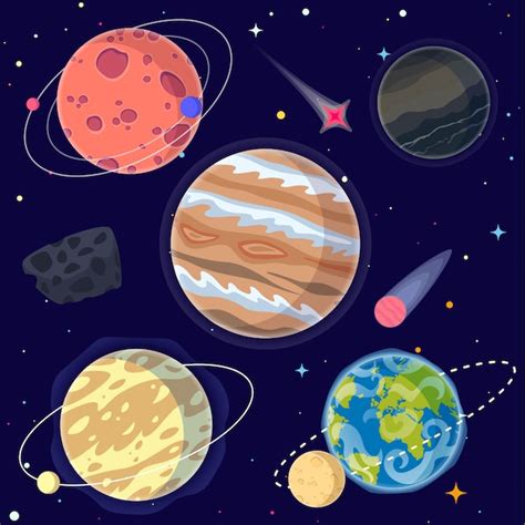 Conjunto De Planetas De Dibujos Animados Y Elementos Del Espacio 81664 Hot Sex Picture