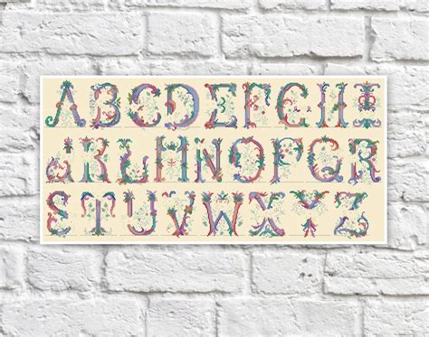 Alphabet Cross Stitch Pattern Letters Colorful Art DIY X-stitch ...