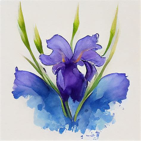 Iris acuarela flor hermosa ilustración azul colorido Foto Premium