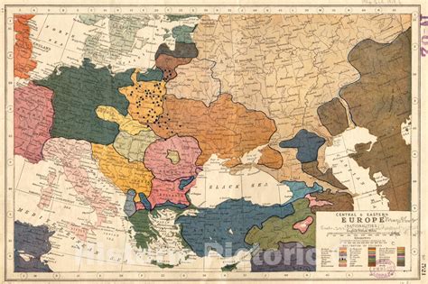 Historical Map 1922 Central And Eastern Europe Nationalities Vintage