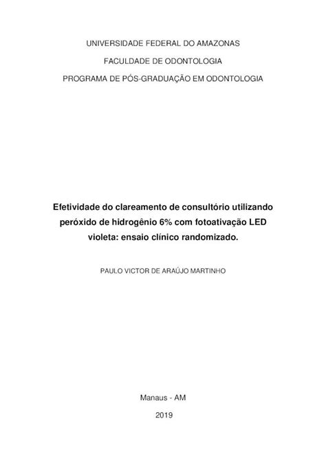 Pdf Efetividade Do Clareamento De Consult Rio Utilizando Per Xido