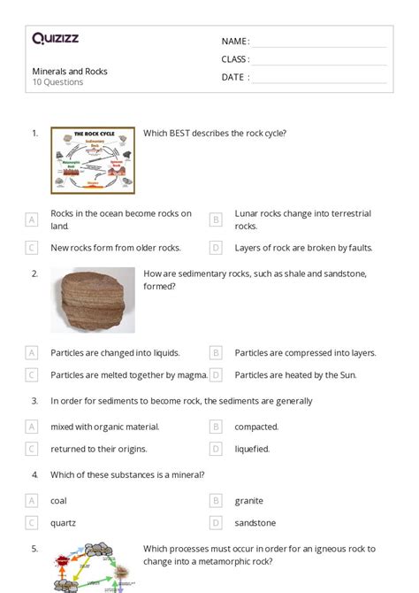 50 Minerals And Rocks Worksheets For 5th Grade On Quizizz Free And Printable