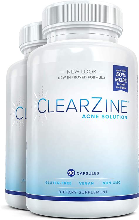 Amazon Clearzine Acne Pills For Teens Adults Bottles Clear