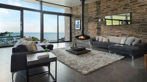 Download Wallpaper Interior Fireplace Terrace Living Room Modern