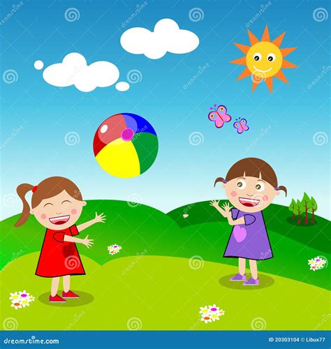 Girls Playing Ball Stock Images Image 20303104