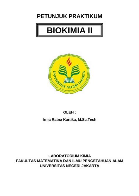 PDF Petunjuk Praktikum Biokimia II DOKUMEN TIPS