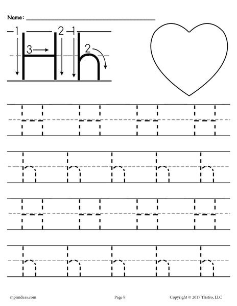 Free Printable Letter H Tracing Worksheet Supplyme