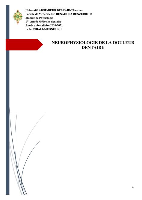 SOLUTION 6 Ad Neurophysiologie De La Douleur Dentaire 2021 Studypool