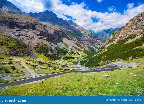 Italy Stelvio National Park Famous Road To Stelvio Pass In Ortler