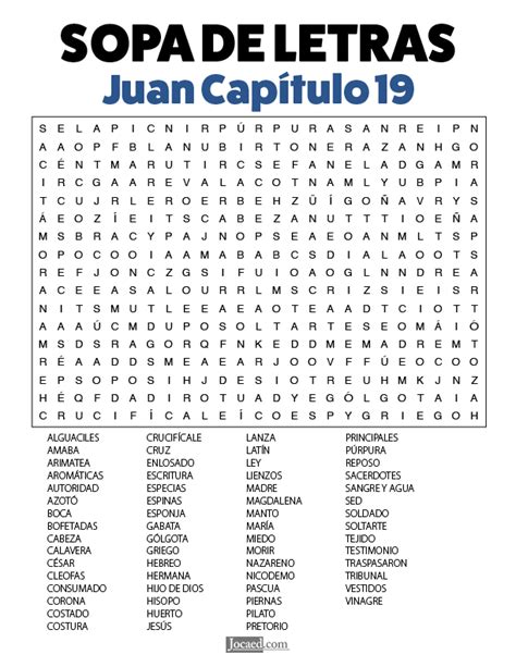 Sopa de Letras Juan Capítulo 19 Letra regular Listo para imprimir