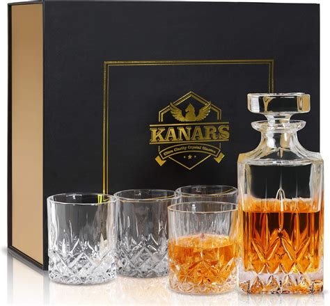 Kanars Whisky Decanter And Glasses Set Ml No Lead Crystal Whiskey