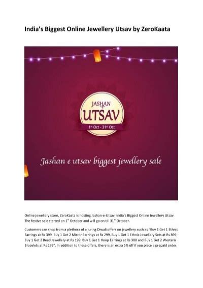 Indias Biggest Online Jewellery Utsav By Zerokaata