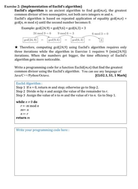 Solved Exercise 2 Implementation Of Euclids Algorithm