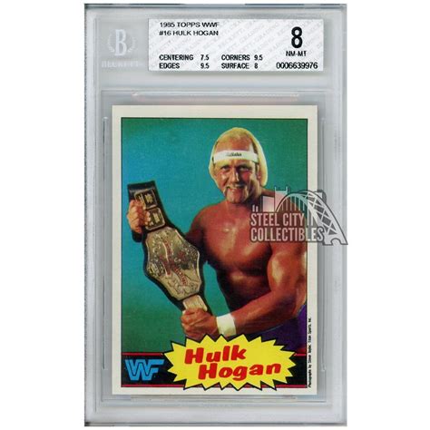 Hulk Hogan 1985 Topps Wwf Teal Background Rookie Card 16 Bgs 8 Nm Mt