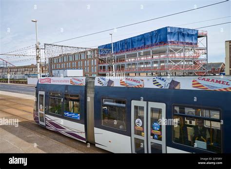 Blackpool Tram Passing The Hampton By Hilton Hotel And Its Just Being