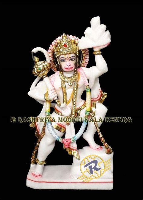 Multicolor Carved Marble Hanuman Ji Statue For Worship Size