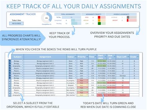 how to make an assignment tracker on google sheets